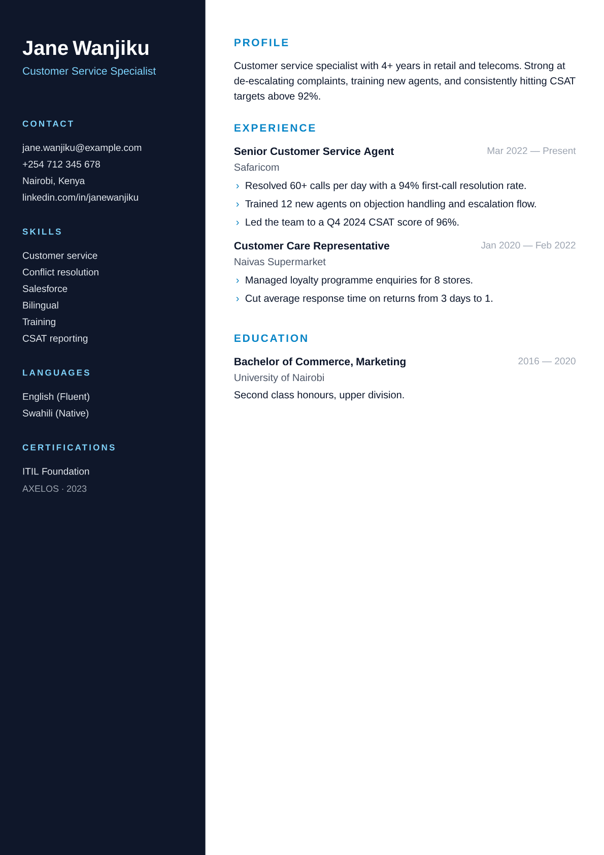 Modern resume template preview